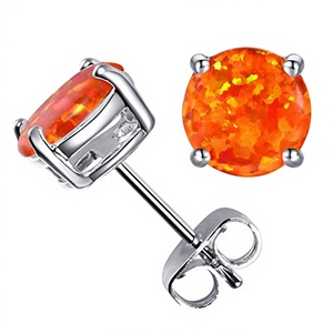 Pendientes de tuerca clásicos de cobre de 6 mm con engaste de 4 garras, chapados en cobre, que no se desvanecen, regalo de moda para mujer - Product Image 2