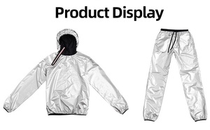 Ensemble de survêtement amincissant pour hommes et femmes, vêtements de sport et de fitness pour la perte de poids, pull à capuche zippé avec revêtement argenté, ensemble de combinaison de <span class=keywords><strong>sauna</strong></span> - Product Image 4
