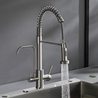 Robinet de cuisine de luxe au design carré, moderne et élégant, avec douchette extractible à ressort en céramique, double poignée pour eau chaude/froide, idéal pour salle de bain et salle à manger