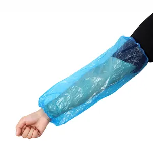 Tay xử lý trên tay áo nhựa dùng một lần PE Bìa cánh tay với đàn hồi Cuff