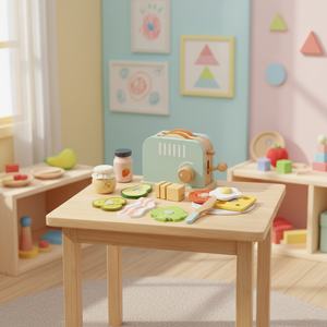 Juego <span class=keywords><strong>de</strong></span> Cocina <span class=keywords><strong>de</strong></span> Madera Educativo Montessori para Niños Elisyia con Tostadora <span class=keywords><strong>de</strong></span> Pan y Máquina para Hacer Sándwiches - Product Image 6