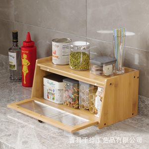 Boîte à pain en bambou avec couvercle en acrylique, rangement multi-niveaux pour pain, aliments et pâtisseries - Product Image 2