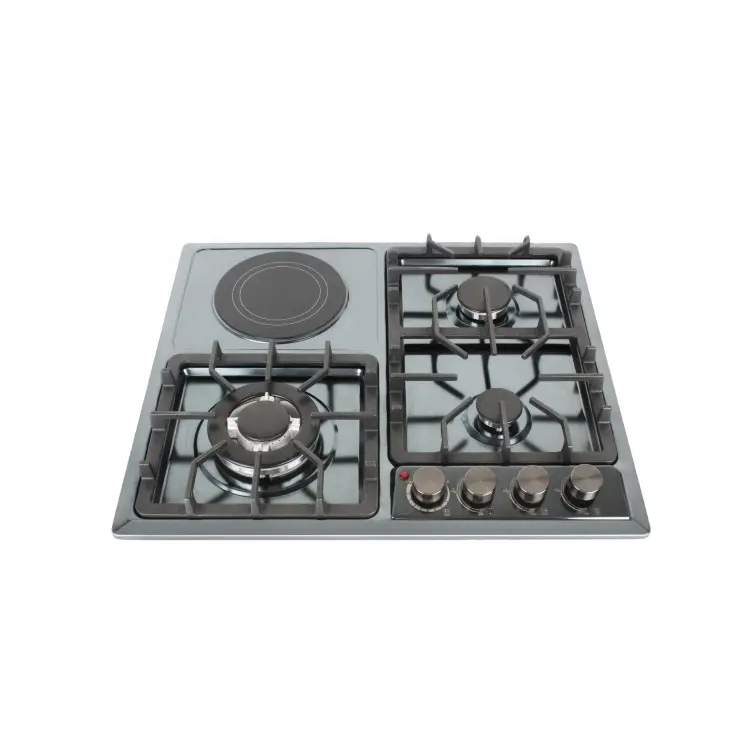 Black 4 Burner Gas And Electric Gas Cooktop Ceramic Plate Cooking Hob Best Welcome Stove Appliance