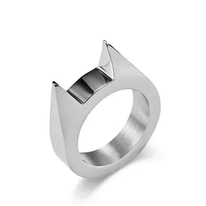 Trendy Women Finger Jewelry 18k Gold Plated Waterproof Stainless Steel Black Wedding Rings