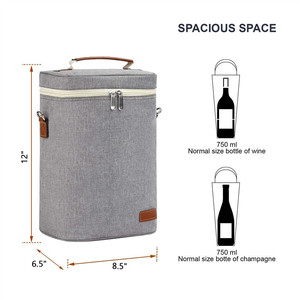 4 Chai Rượu Vang <span class=keywords><strong>Carrier</strong></span> Túi Dã Ngoại Cách Điện Rượu Vang Gift Bag Biểu Tượng Tùy Chỉnh Cooler Với Dây Đeo Vai Và Xử Lý - Product Image 3