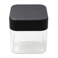 Pot en verre transparent carré de 3 oz (90 ml) avec couvercle noir résistant aux enfants pour l'emballage de crème de soin de la peau