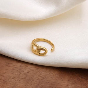 Geometric Knot <b>Ring</b> Gold Women's Fashion <b>Ring</b> For Gift <b>Titanium</b> Steel 18K Plated Pinky <b>Ring</b> - Product Image 3