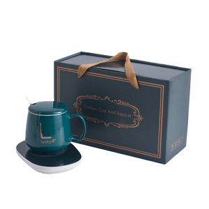 Juego de tazas de temperatura inteligente constante de cerámica eléctrica portátil <span class=keywords><strong>USB</strong></span> con logotipo personalizado, <span class=keywords><strong>taza</strong></span> con termostato, <span class=keywords><strong>taza</strong></span> caliente, posavasos calefactor, juego de regalo - Product Image 1