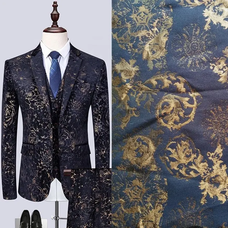 Rayon polyester custom kleur gemaakt jacquard brocade mannen pak jas stof