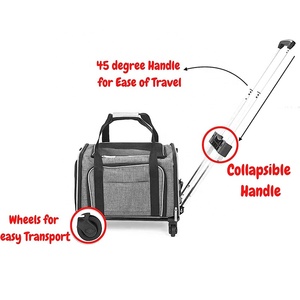 İki taraflı genişletilebilir haddeleme evcil hayvan taşıyıcı torba havayolu onaylı tekerlekler ile evcil hayvan taşıyıcı torba - Product Image 3