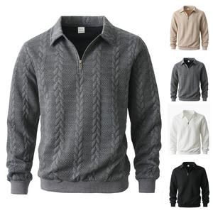 Sudadera de punto jacquard para hombre con cuello con cremallera, estilo casual deportivo, manga larga, frente semiabierto, para otoño e invierno - Product Image 2