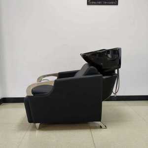 DM Black PU Leather Shampoo Chair Ceramic Basin Contemporary Salon Furniture Stationary <b>Footrest</b> Metal Frame Medium-Density - Product Image 5