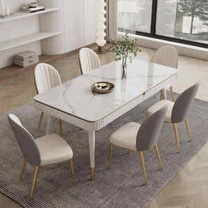 Ensemble de table à manger de luxe moderne en marbre texturé pour restaurant et maison - Product Image 3