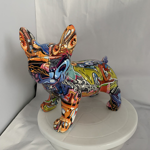 Scultura dipinta del giardino della scultura del Bulldog francese della statuetta del cane di personalizzazione - Product Image 1