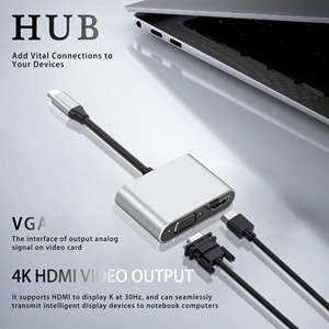 Bộ chuyển đổi Type C sang USB3.0 với TYPE C sang USB3.0*+HDMI+VGA+USB-C PD Phụ kiện âm thanh & video Trạm kết nối 4 trong 1 - Product Image 3