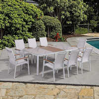 Ensemble de salle à manger de luxe pour patio, table et chaises de jardin modernes, durables pour la cour et la plage