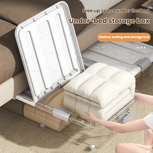 <span class=keywords><strong>Caja</strong></span> de Almacenamiento Transparente para Debajo de la <span class=keywords><strong>Cama</strong></span>, con <span class=keywords><strong>Ruedas</strong></span>, Apilable, Tapa Doble, Gran Capacidad, Organizador de Almacenamiento Debajo de la <span class=keywords><strong>Cama</strong></span> - Product Image 4