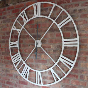 Antico <span class=keywords><strong>orologio</strong></span> in ferro bianco oversize numero romano <span class=keywords><strong>con</strong></span> fabbrica artigianale in metallo extra large - Product Image 2