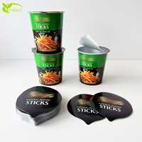 Gobelet en aluminium en gros avec couvercle thermoscellable, barrière anti-humidité, logo personnalisé, pour emballage de snacks, chips et noix