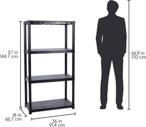 <span class=keywords><strong>Étagère</strong></span> de rangement contemporaine à 4 niveaux en plastique, gain de place, autoportante, pour garage, sous-sol, garde-manger - Product Image 3