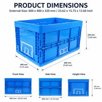Caisse en plastique pliable et empilable HUADING 600*400*320mm avec poignée ergonomique pour déménagement, relocalisation et emballage