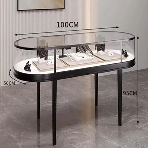 Customized Luxury Oval Gold Diamond Jewelry Display Cabinet LED Lighting Waterproof Heavy Duty Eco-Friendly for Mall <strong>Showcase</strong> - Product Image 1