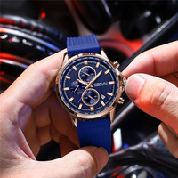 Jam Tangan Pria CRRJU Baru 2315 Tiga Jarum Kecil Tali Silikon Quartz Jam Tangan Pria Mewah Kronograf Bisnis Arloji Pria