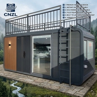 Cabine préfabriquée Apple, maison capsule spatiale de luxe contemporaine, étanche, gris foncé, pod mobile, hôtel éco-responsable, glamping, mini-maison