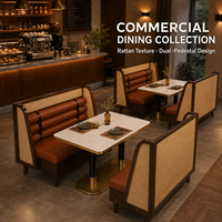 Banquette en velours moderne avec structure en bois pour restaurant, ensemble de banquettes pour café et hôtel