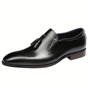 Nouvelle Tendance : Chaussures Habillées Noires en Cuir Véritable pour Hommes, Style Britannique Authentique, Idéales pour Mariages et Soirées - Product Image 2