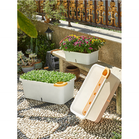 Jardinière auto-arrosante rectangulaire longue à nervures, style minimaliste nordique, pour la culture des fleurs à la maison et en extérieur