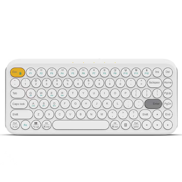 84-Key Tri-Mode Ergonomic Curved Office Keyboard Scissor-Switch BT  2.4G Wired Connectivity Wireless Rechargeable Keyboard