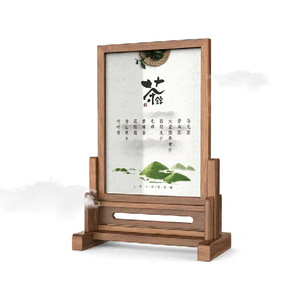 Solid Wood Tea Room Menu Display <b>Stand</b> Black Walnut Vertical Freestanding Desktop Photo Frame - Product Image 5