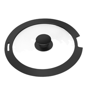 Silicone <b>Pot</b> Lid Tempered Glass Heat Resistant Universal Fit For <b>Soup</b> And Frying <b>Pots</b> Black And White Color - Product Image 1
