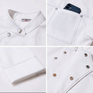 เสื้อแจ็คเก็ตสีขาวลายเส้นสีส้ม ชุดยูนิฟอร์มทันสมัยสำหรับพนักงานร้านอาหารและโรงแรม เสื้อเชฟทำอาหารรักษ์โลก - Product Image 2