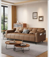 Canapé-lit moderne en cuir à trois places avec pattes en fer, pliable, convertible, écologique et durable pour appartement