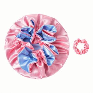 Gorro de Dormir Personalizado de Satén Grande, Reutilizable, de Doble Capa, con Banda Elástica para Ducha y Cordón Ajustable - Product Image 1