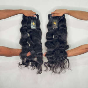Cabello humano virgen indio sin procesar de alta calidad, cabello humano virgen indio natural con cutícula alineada, paquetes de cabello humano crudo, proveedores. - Product Image 2