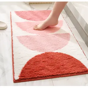 Orange Pink Sun Indoor Rug non slip bath mat Customized Flocking Microfiber Tufted Print Handmade carpet Bathroom Rug
