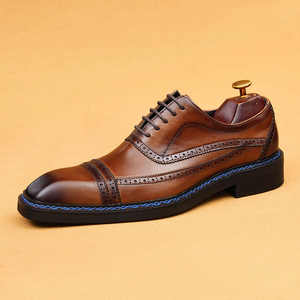 Chaussures Oxford pour hommes en cuir véritable, à lacets, avec semelle intermédiaire en caoutchouc, antidérapantes, respirantes et légères, pour le bureau et la carrière - Product Image 2