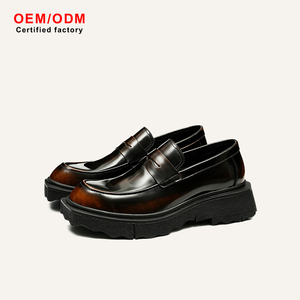 Chaussures de ville et de bureau OEM personnalisées pour hommes, en cuir de vachette, imperméables et respirantes, à bout pointu, style mocassins et richelieus, à enfiler, pour le printemps - Product Image 1