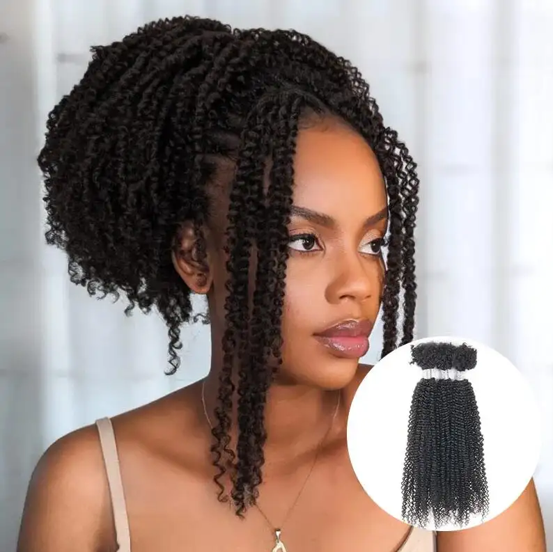 Vente en gros de cheveux brésiliens naturels noirs pour femmes fournisseur cheveux humains afro crépus V cheveux bouclés tressés au crochet extension de cheveux humains