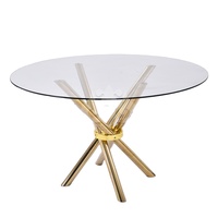 Meuble d'hôtel au design unique et moderne, base en acier inoxydable doré avec plateau en verre, idéal pour hôtels, mariages, salons, écoles et salles à manger
