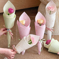 5 feuilles de papier floral gaufré 30*50cm pour fleuriste, emballage en forme de cône pour rose unique