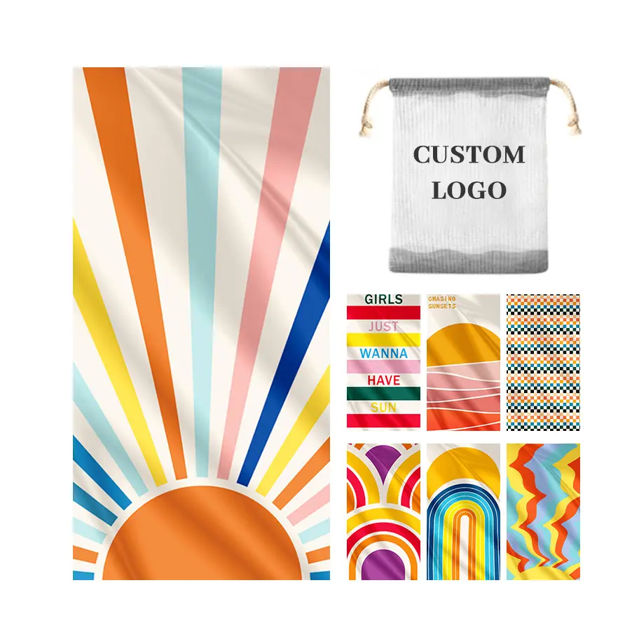 Free Sample Wholesale Microfiber Large Oversized Customized Printed Cotton Beach Towels