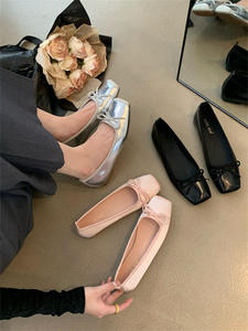 Venta al Por Mayor <span class=keywords><strong>de</strong></span> Fábrica Zapatos Planos <span class=keywords><strong>de</strong></span> Piel <span class=keywords><strong>de</strong></span> Alta Calidad con Punta Cuadrada para Mujer Estilo Bailarina - Product Image 5