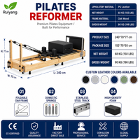 Reformer Pilates pliable en bois d’érable avec pieds réglables Machine de fitness professionnelle pour studio et maison