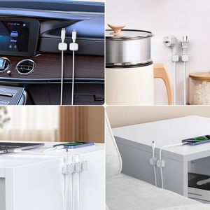 Nuevo Paquete de 6 Organizadores de Cables Magnéticos de Material PP, Clips de Gestión de Cables con Adhesivo Fuerte, Soporte para Cables Blanco/Negro, Sostenible para Sala de Estar - Product Image 6