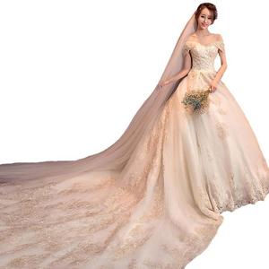 Off-the-shoulder Bridal Gown Empire Waist Sweetheart Neckline Ball Gown Long Train Wedding Dress 2026 New Style - Product Image 5