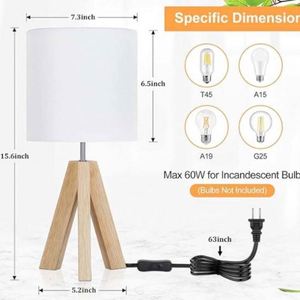 Lámpara de Mesa de Madera de Tres Brazos, Lámpara de Mesa Nórdica de Lino, Lámpara para Sala de Estar y Dormitorio - Product Image 2